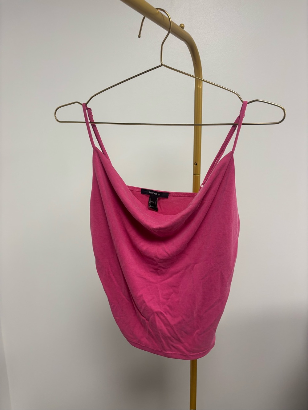 Forever 21 Hot Pink Cowl Neck Spaghetti Strap Cami